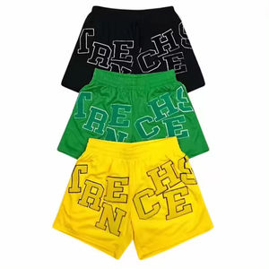 Top Quality <b>Black</b> Line Loose 100%Cotton Chenille Embroidered <b>Shorts</b> <b>Men's</b> Street Casual Fitness Sweat <b>shorts</b> for <b>Men</b> - Product Image 6