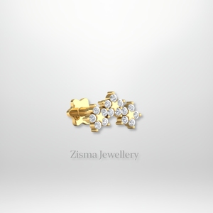 Luxury Diamond Star <b>Stud</b> <b>Earrings</b> 14K 18K Solid Gold Piercing Jewelry Real Lab Grown and Natural Diamonds IGI GIA Certified - Product Image 1