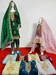 Collection de costumes Jimy Choo luxueuse pour femmes, style indien, entièrement orné de pierres Jarkan, dupatta lourd, tenue de soirée, 5 modèles, 5 - Product Image 3