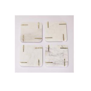 International Marble coaster with brass stand table wine coffee cup <b>mat</b> tea drink marble coasters set <b>bar</b> home creative marble - Product Image 5