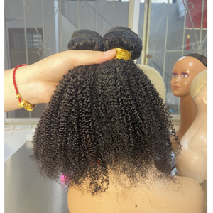 Prix de gros, cheveux humains vierges brésiliens afro crépus de haute qualité, mèches de cheveux humains afro crépus naturels avec fermeture - Product Image 4