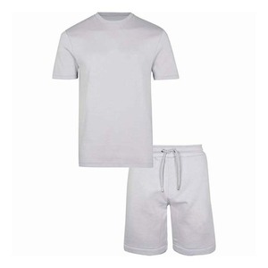 Respirant grande taille haute rue Style nouvelle mode hommes vêtements ensembles coton Top qualité deux pièces hommes t-shirts et shorts ensemble - Product Image 1