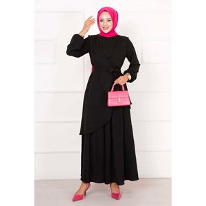Hijab 2 pièces Aerobin à motif décontracté pour femme Noir - Product Image 2