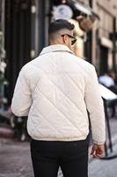 Veste d'hiver en satin imperméable pour hommes avec poches zippées Vêtements d'extérieur rembourrés chauds-Manteau de style tendance