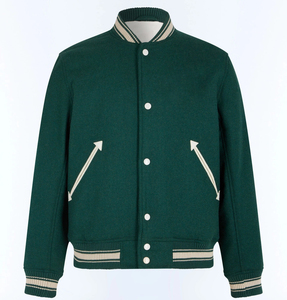 OEM/ODM Logo avant en relief personnalisé Veste universitaire de coupe régulière d'hiver écologique de haute qualité pour hommes Streetwear Hip Hop 100% laine - Product Image 6