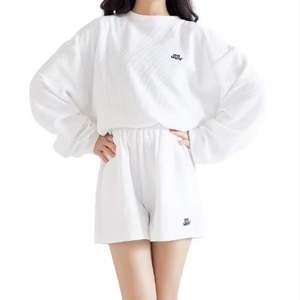 À la mode femmes gaufré gris 100% coton hiver à capuche avant grande taille lâche tricot décontracté sport court - Product Image 1