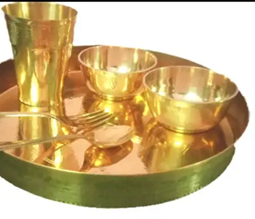 Antiguo aspecto real mejor calidad tradicional latón Metal diseño Bhojan Thali conjunto indio cena boda regalo conjunto
