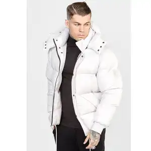 Custom Logo Men's Polyester Fiber <b>Puffer</b> <b>Jacket</b> Removable Hood Waterproof Breathable Windproof Reversible Plus Size Winter - Product Image 1
