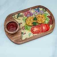 Vente chaude Unique Plaque En Bois printtet Conception Plaque De Chargeur En Bois pour La Maison Hôtel Restaurants Fête & Café en toute sécurité