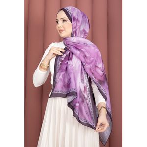 Série de châles à motif tulipe, plissés style ethnique, imprimé numérique, en satin, mousseline, hijab, coton, polyester, avec logo personnalisé - Product Image 2