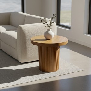 Mesa de Centro Moderna Cuadrada con una Pata de Pilar, Color Marrón Claro, Lujo Moderno, Color Dinámico Moderno - Product Image 3