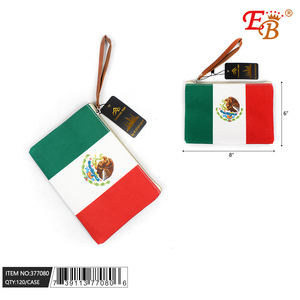 Bolso de Mano con Bandera de México, 6X8, Cuero Genuino, RFID, Estilo Bohemio Hecho a Mano para Mujer, Cierre de Cremallera - Product Image 1