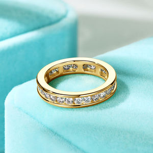 925 Sterling Silver Brilliant Cut 2.5mm Small Size Moissanite Full Eternity Trendy Wedding Band <b>Man</b> Made Prong Setting <b>Ring</b> Gift - Product Image 5