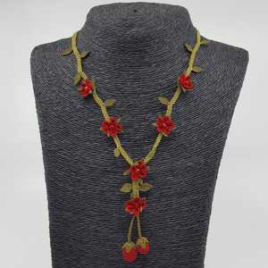 Enes kolye kırmızıİğne oyasasi สร้อยคอแฟชั่นสีแดง - Product Image 1