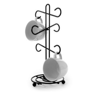 Black Color Iron Metal Mug Rack Stand With Six Hooks For Kitchen Counter <b>Storage</b> Minimalist Design Durable Black Finish - Product Image 2