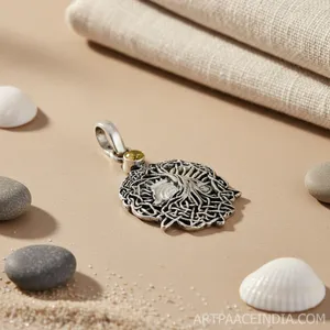 Pendentif tendance vintage pour femme, arbre de vie, argent 925, zircon, diamant, pierres précieuses, plaqué or rhodié, or rose, matériau principal : or - Product Image 3