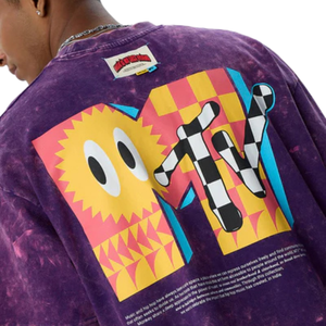 เสื้อยืดผู้ชายสีม่วงทรงหลวม ผ้าฝ้าย 100% สไตล์วินเทจ ลำลอง สตรีทแวร์ เนื้อผ้านุ่ม ระบายอากาศดี เหมาะสำหรับใส่ในชีวิตประจำวันในเมือง - Product Image 6