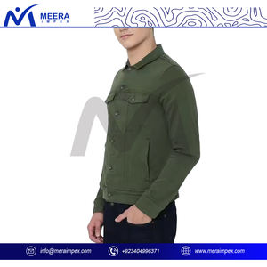 Chaqueta vaquera para hombre de Color verde oliva con diseño personalizado 2025, chaqueta vaquera de secado rápido con botones de tela transpirable de alta calidad para hombre - Product Image 3