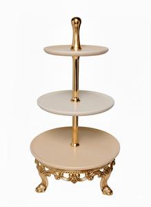 Vintage Gold 3 Tier Metal Cake Stand with Ring Handle Scalloped Edge Border Multi Tiered Sweet Table <b>Centerpiece</b> <b>Wedding</b> Party - Product Image 6
