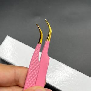 Wholesale Pink Gold Custom <b>Engraved</b> Logo Stainless Steel High Eyelash Extension Tweezers Pointed Tip Sustainable Beauty <b>Tool</b> - Product Image 4