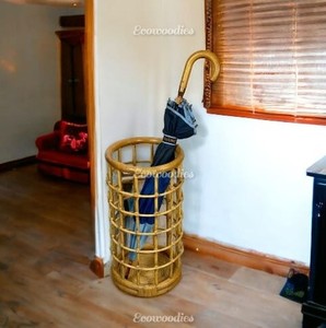 Multifunctional Handmade Bamboo Rattan <b>Storage</b> <b>Baskets</b> Natural Decorative Umbrella Holder Stand Indoor Outdoor Rounded Wardrobe - Product Image 5