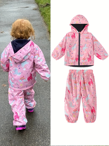 Conjunto de Ropa Infantil de 2 Piezas con Capucha, Estilo Casual y Preppy para Niños, Primavera, Otoño, Invierno, 100% Algodón, Estampado Animal, Cómodo y Duradero - Product Image 2