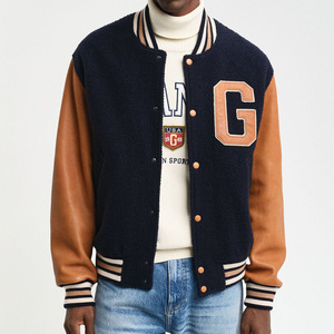 Veste universitaire de luxe pour hommes 100% coton fermeture à boutons 2 poches latérales Letterman Baseball College Bomber pour l'hiver - Product Image 1