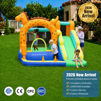 Château gonflable multifonctionnel avec toboggan et mur d'escalade pour fêtes d'enfants, adapté à 3 enfants