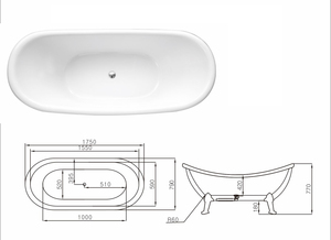 Classique Elegance Certifié CE 63 "Trempage Vintage Autoportant Petite Baignoire Avec Pieds À Griffes - Product Image 4