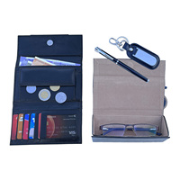 Set Kombinasi Dompet Kulit Logam Ramah Lingkungan Premium untuk Wanita, Gantungan Kunci Promosi, dan Carabiner