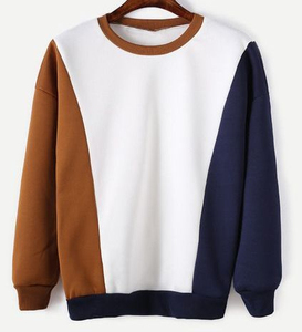 Sweat-shirt en molleton à col rond pour femme de luxe en polyester/coton, logo personnalisé par transfert thermique, motif à carreaux, hiver/printemps, lavé - Product Image 1