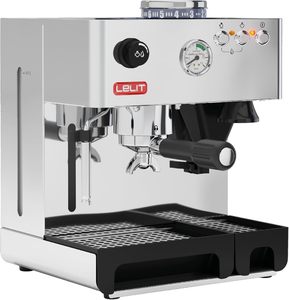 Machine à café professionnelle PL042EM avec moulin à café intégré et mousseur à lait en acier inoxydable poli argenté - Product Image 1