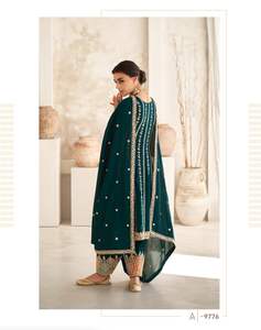 Traje Salwar de trabajo de secuencia de bordado de seda Georgette pesado de último diseñador por Fab Zone - Product Image 3