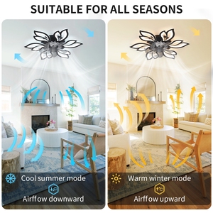 Ventilatore da Soffitto LED Dimmerabile a <span class=keywords><strong>3</strong></span> Colori in Acrilico con Timer e 6 Velocità del Vento Telecomandato per Camera da Letto e Soggiorno - Product Image 5