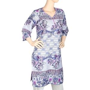 คุรตีผ้าฝ้ายพิมพ์ลายสำหรับผู้หญิง - สีม่วง - Product Image 1