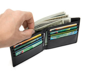 Portefeuille en cuir pour homme, design personnalisé, porte-cartes multiples, cuir souple de qualité supérieure, noir - Product Image 4