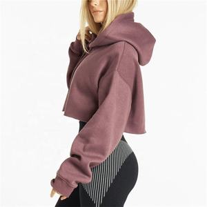 Custom Printing Logo Cropped Hoody <b>Women</b> Waistline <b>Pullover</b> Breathable Anti-pilling OEM Crop top Hoodies <b>for</b> Woman - Product Image 4