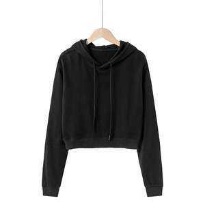 2025 Autumn New Fashion Pullover Sweatshirts Vintage Long Sleeve Sweaters Casual Custom logo Print Cotton Women <b>Crop</b> <b>Top</b> Hoodie - Product Image 3