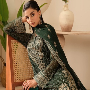 Ramsha Vol BB-1 Long Maxi Frock Femmes Heavy Party Eid Robes Brodées En Mousseline De Soie Trois Pièces Punjabi Costumes Salwar Kameez - Product Image 5