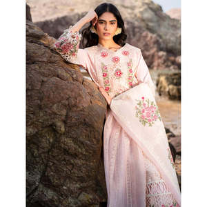 Ensemble 3 pièces Mahnur en chiffon respirant brodé au laser, chemise, dupatta et pantalon non cousus - Collection Printemps/Été - BIC-4762 - Product Image 2