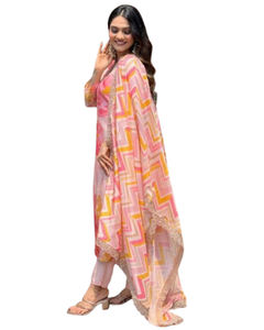 À la mode lourd rayonne brodé imprimé Kurti pantalon Dupatta ensemble Viscose Salwar fête porter forte demande indien pakistanais - Product Image 1