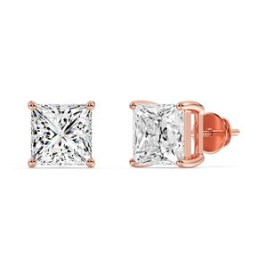 Princess Cut Lab Grown Diamond Stud <b>Earrings</b> - Product Image 5
