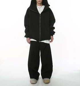 ชุดเสื้อคาร์ดิแกนซิปคู่สไตล์วินเทจไฮสตรีทชุดเสื้อฮู้ดแฟชั่นมีเอกลักษณ์ - Product Image 2