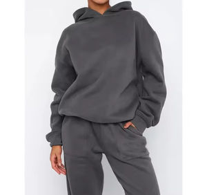 Ensemble de survêtement décontracté deux pièces 2026 avec pantalon taille haute et sweat à capuche, coupe ample, taille XL, logo personnalisable pour l'hiver - Product Image 2