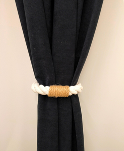 Corbata de cortina de algodón blanco, corbata de cortina hecha a mano con decoración de yute y cierre Reef Twisted Rope Curtain Tiebacks Embrace Ties - Product Image 3