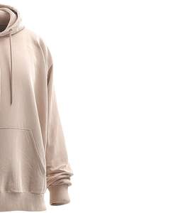Sudadera con capucha beige de gran tamaño para hombre con bolsillo de canguro, diseño de hombro caído, sudadera informal de lana suave para Calle - Product Image 2