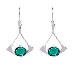 Pendientes de Esmeralda Verde al por Mayor de Fábrica, Plata de Ley 925, Grado AAA, Sin Níquel, Joyería Minimalista Romántica para Fiestas, para Mujer - Product Image 1