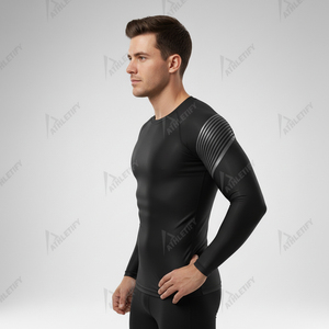T-shirt de compression personnalisé unisexe à manches longues, haut de sport athlétique, vêtement de sport pour la salle de sport, entraînement, évacuation de l'humidité, respirant, sublimé - Product Image 3