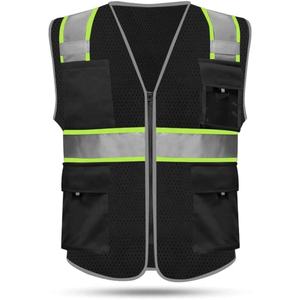 Logo Custom Size Breathable Mesh <b>Fabric</b> Waistcoat Reflective Security Vest Double <b>Net</b> Multifunctional Heavy Duty Premium Safety - Product Image 5