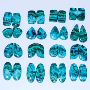 Chrysocolle naturelle & Malachite Cabochon Quartz lâche paire de pierres précieuses tout mélange forme pour la fabrication de bijoux - Product Image 5